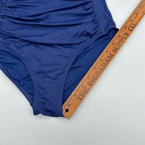 Niptuck Swim Swimsuit Womens 6 Multi Fit Cup One Piece Ruched Blue - Picture 10 of 12